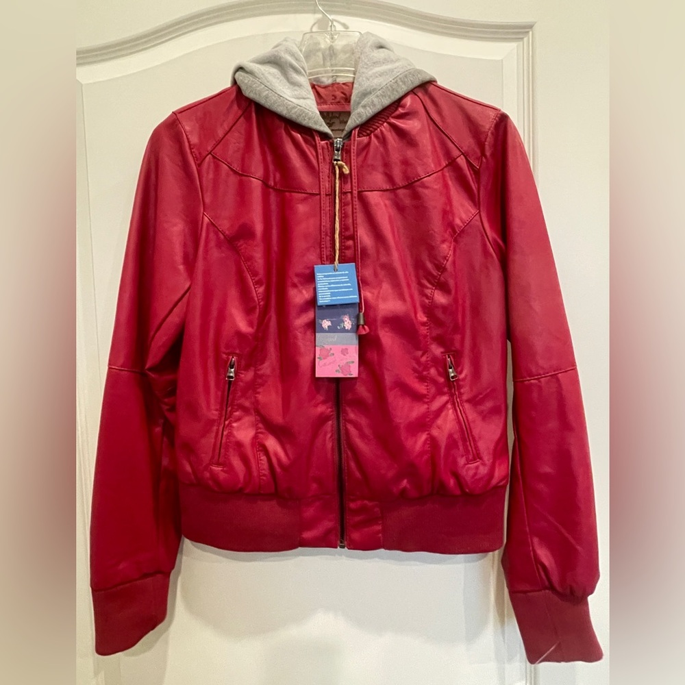 NWT Women's Fuchsia Bomber Jacket with Hood